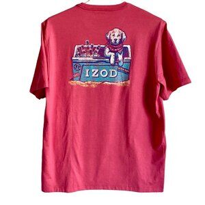 Izod Saltwater Beach Bum Graphic Tee Shirt with Dog Men's Medium